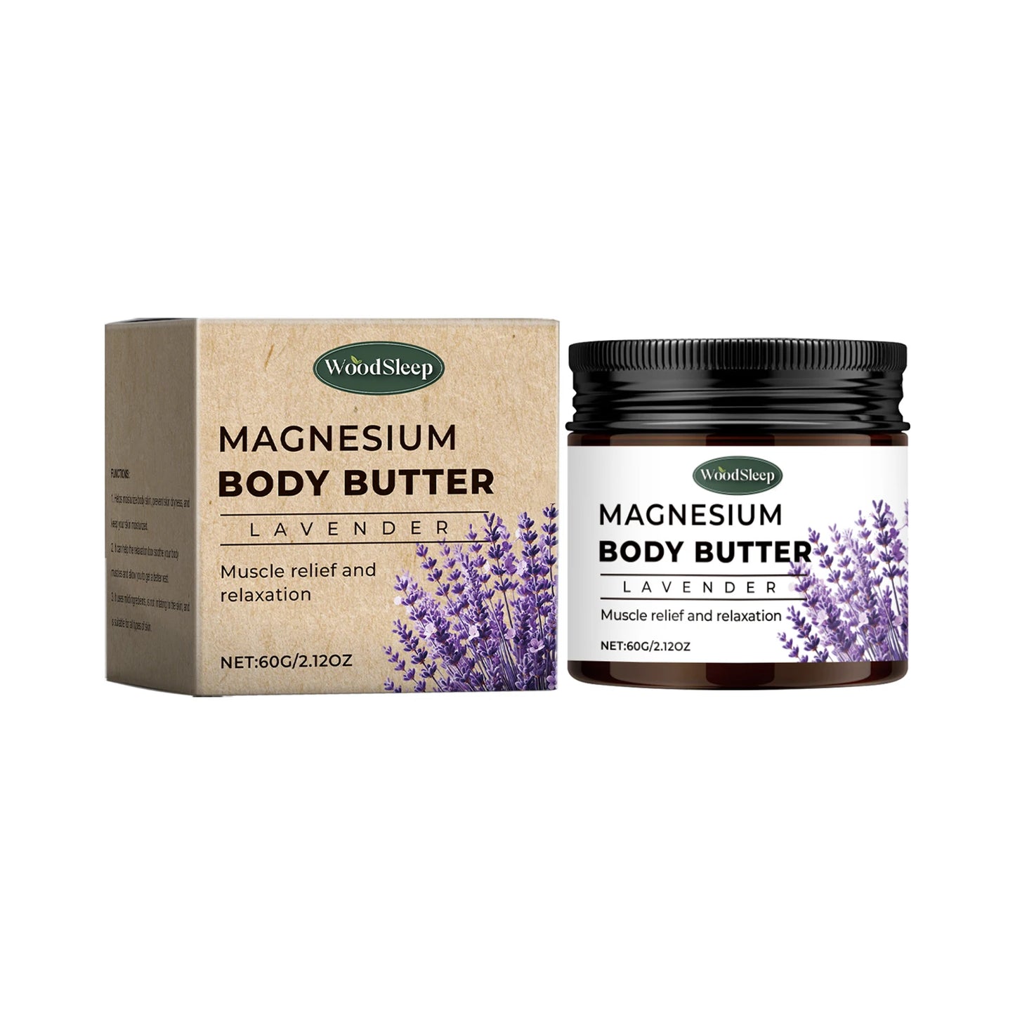 Woodleep Lavender Magnesium Body Cream 2.02oz Natural Sleep Skincare Relaxation Deep Moisturizing Refreshing Body Lotion