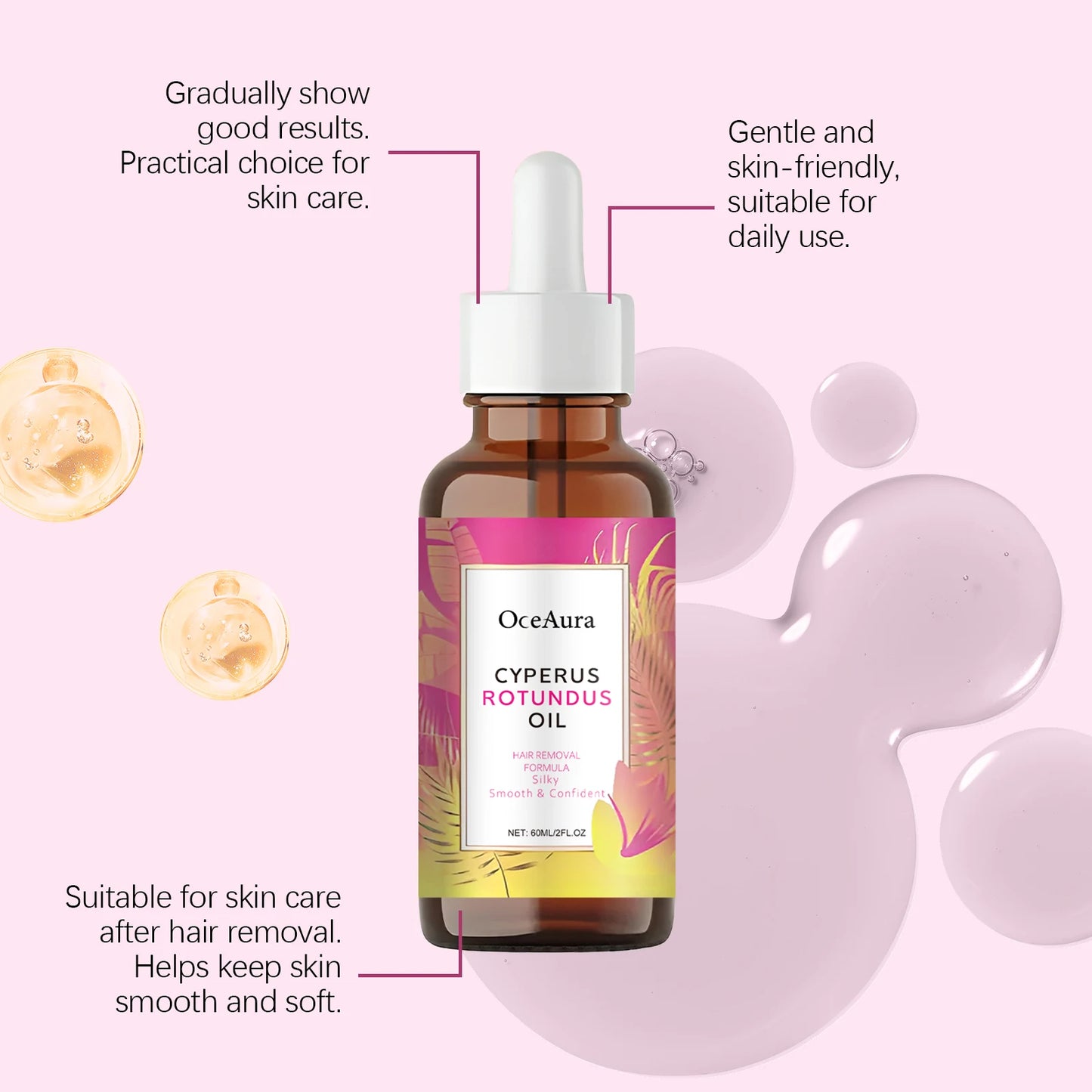 60ML Body Hair Removal Essence Oil Gentle Cleaning Soothing Nourish Moisturizing Relief Discomfort Non-irritating for Daily Care