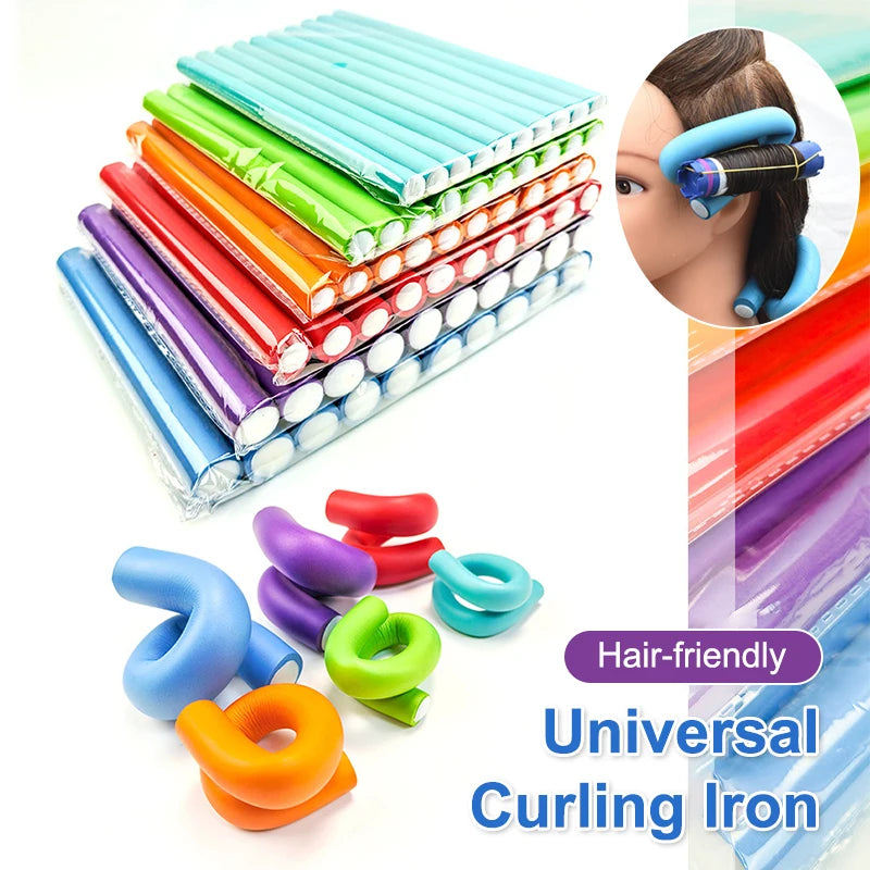 [TW] 10pcs Flexible Hair Curling Rod Soft Foam Bendy Twist Curls Flexi Rollers No Heat Styling Tools