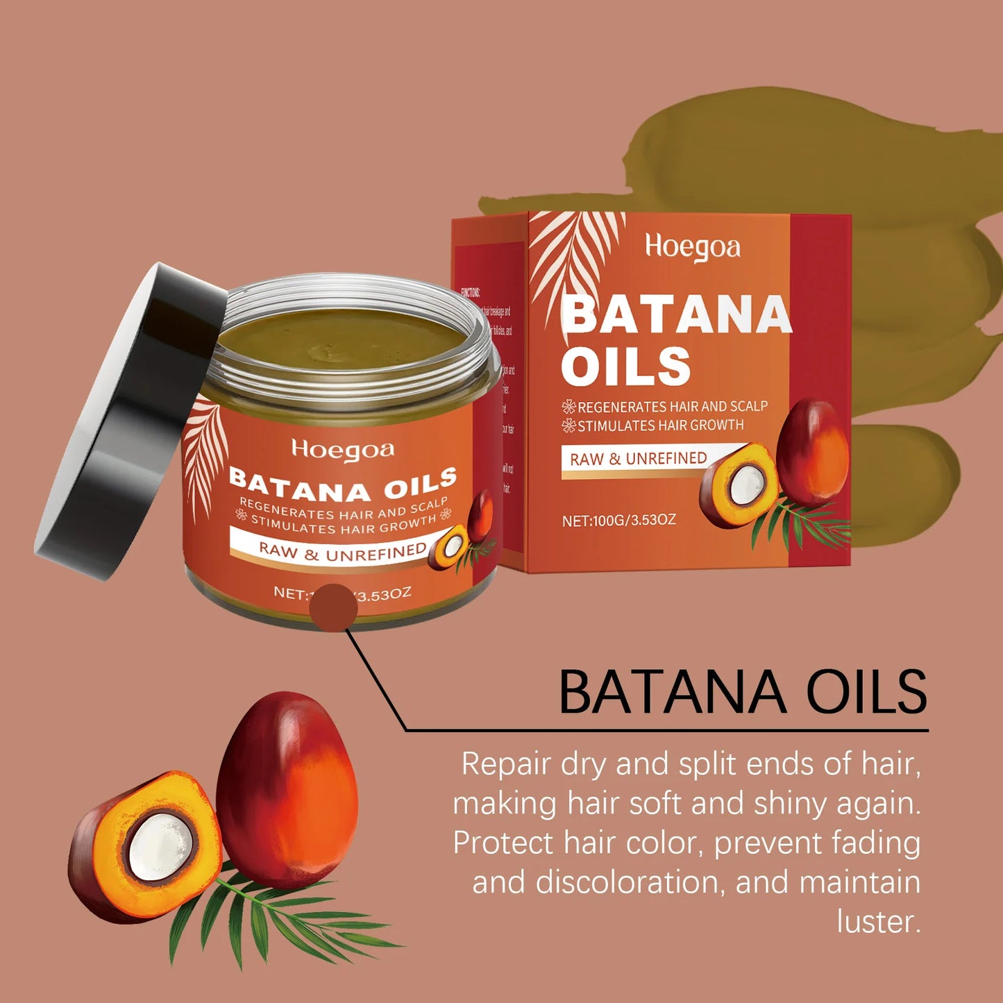 Natural Batana Cream for Hair Growth Prevent Hair Loss Promote Thickness Reduces Breakage Split Ends Scalp Nourishment Hair Mask