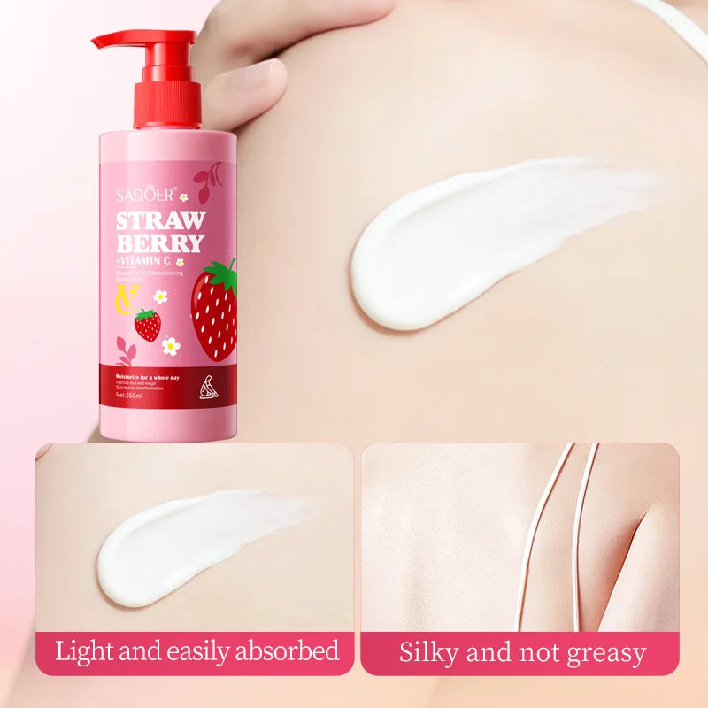 250g/8.80fl.Oz Strawberry Vitamin C Moisturizing Body Lotion, Suitable For The Whole Body, Fragrant, And Moisturizing.