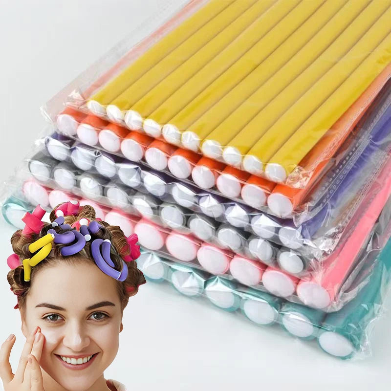 [TW] 10pcs Flexible Hair Curling Rod Soft Foam Bendy Twist Curls Flexi Rollers No Heat Styling Tools