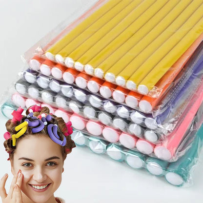 [TW] 10pcs Flexible Hair Curling Rod Soft Foam Bendy Twist Curls Flexi Rollers No Heat Styling Tools