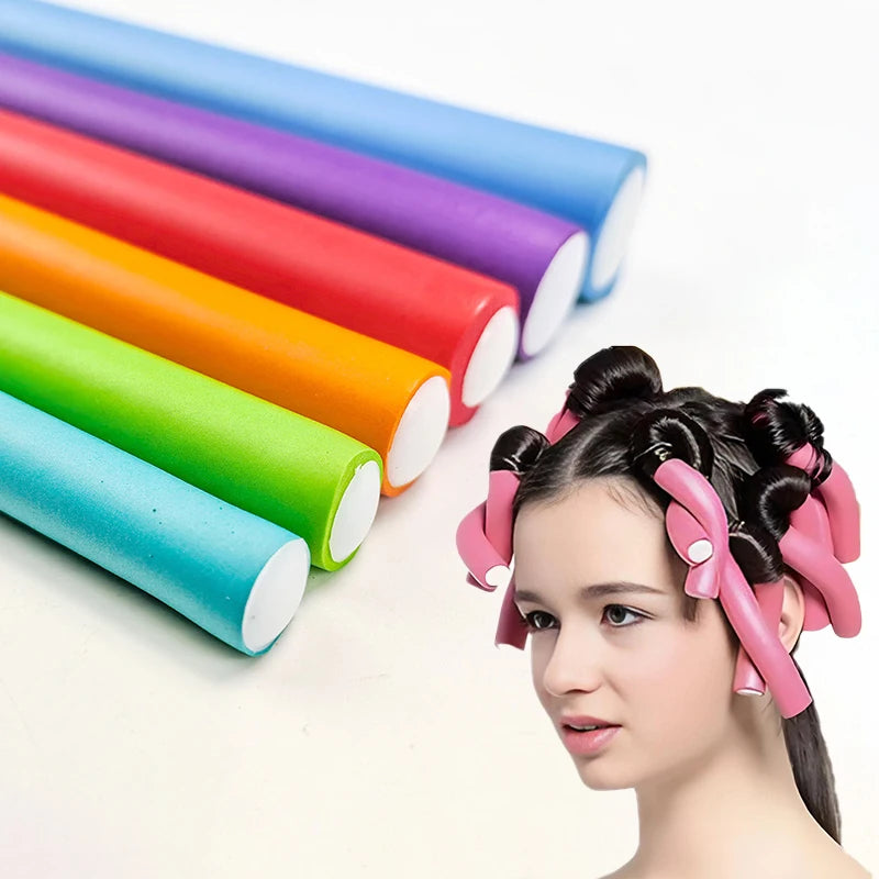 [TW] 10pcs Flexible Hair Curling Rod Soft Foam Bendy Twist Curls Flexi Rollers No Heat Styling Tools