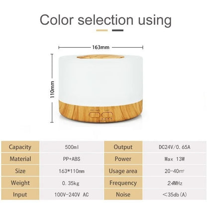 Ultrasonic Essential Oil Diffuser Air Humidifier for Home with Aromatherapy Cool Mist Quiet Electronics Design 500ml water tank