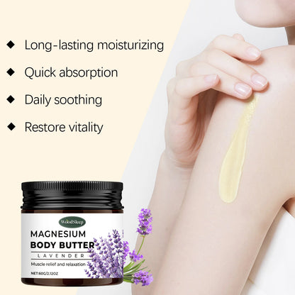 Woodleep Lavender Magnesium Body Cream 2.02oz Natural Sleep Skincare Relaxation Deep Moisturizing Refreshing Body Lotion