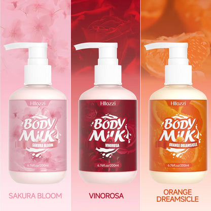 200ml/6.76fl.oz Strawberry Cake Body Lotion, Vanilla, Sakura, Rose, VC Citrus, Collagen, Hydrating and Moisturizing Skin Care