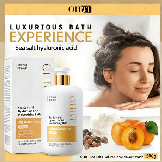 Sea Salt Shower Gel Long Lasting Fragrance 500g, Deeply Cleanses Moisturizes Soothes Skin, Hyaluronic Acid Whitening Shower Gel