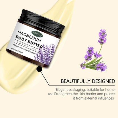 Woodleep Lavender Magnesium Body Cream 2.02oz Natural Sleep Skincare Relaxation Deep Moisturizing Refreshing Body Lotion