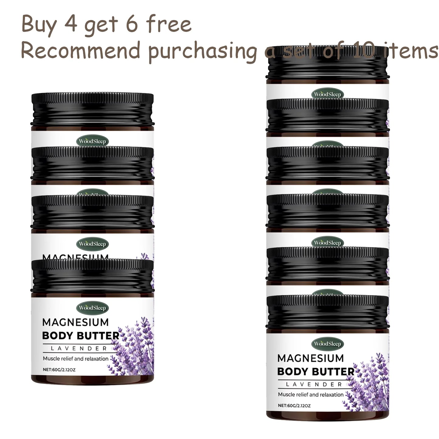 Woodleep Lavender Magnesium Body Cream 2.02oz Natural Sleep Skincare Relaxation Deep Moisturizing Refreshing Body Lotion