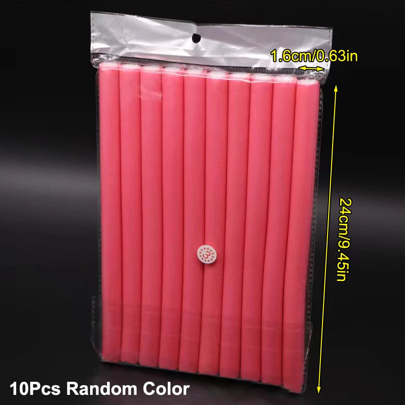 [TW] 10pcs Flexible Hair Curling Rod Soft Foam Bendy Twist Curls Flexi Rollers No Heat Styling Tools