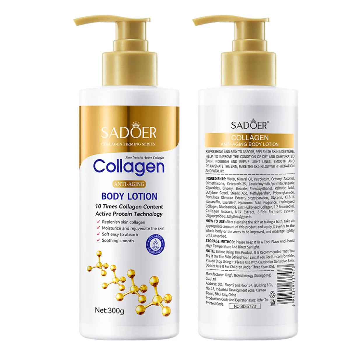 300g Collagen Anti-Aging Body Lotion: Moisturizes, Smooths, And Repairs Skin; Gentle And Easily Absorbed.
