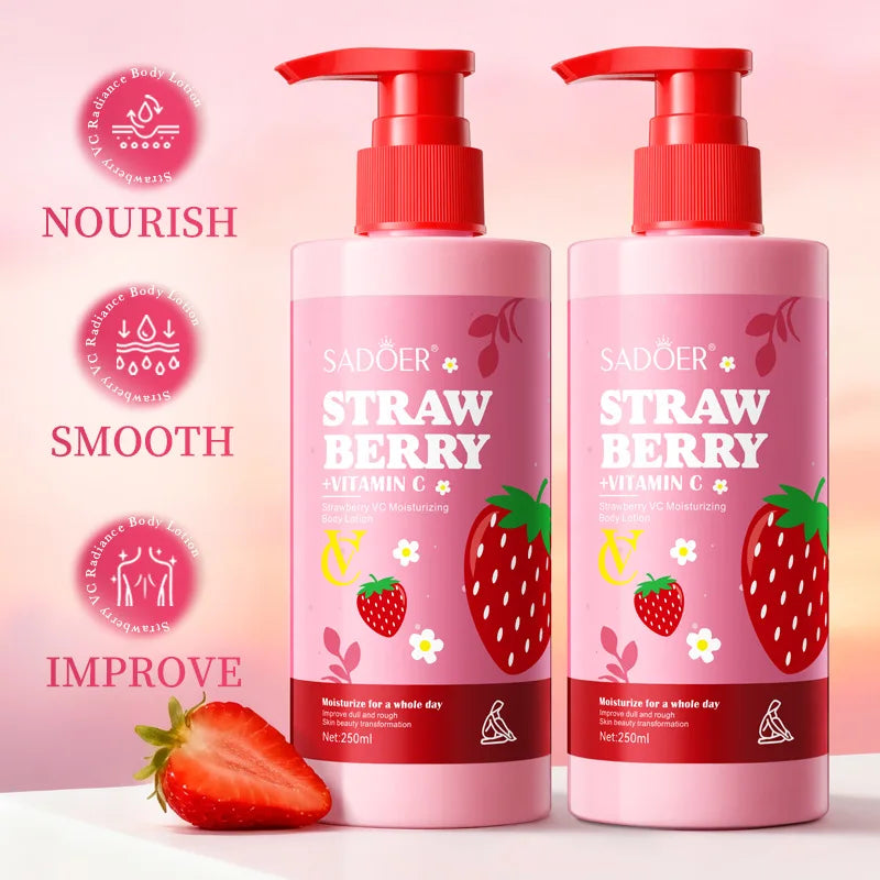 250g/8.80fl.Oz Strawberry Vitamin C Moisturizing Body Lotion, Suitable For The Whole Body, Fragrant, And Moisturizing.