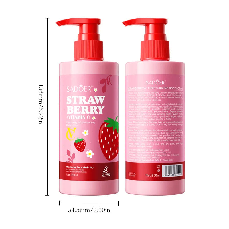 250g/8.80fl.Oz Strawberry Vitamin C Moisturizing Body Lotion, Suitable For The Whole Body, Fragrant, And Moisturizing.